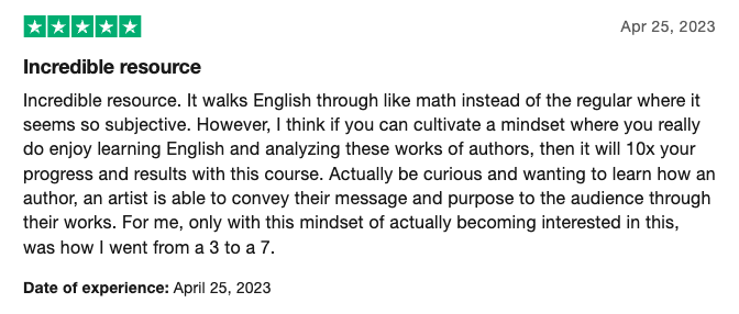 Trustpilot review of LitLearn by Anonymous student