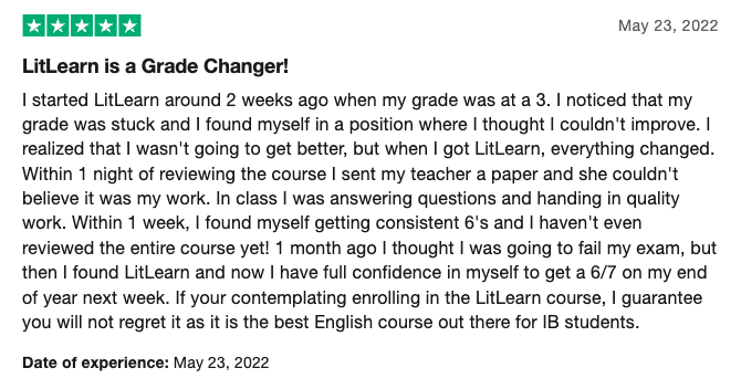 Trustpilot review of LitLearn by Blake Oliviera