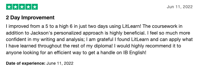Trustpilot review of LitLearn by Hillary Andru